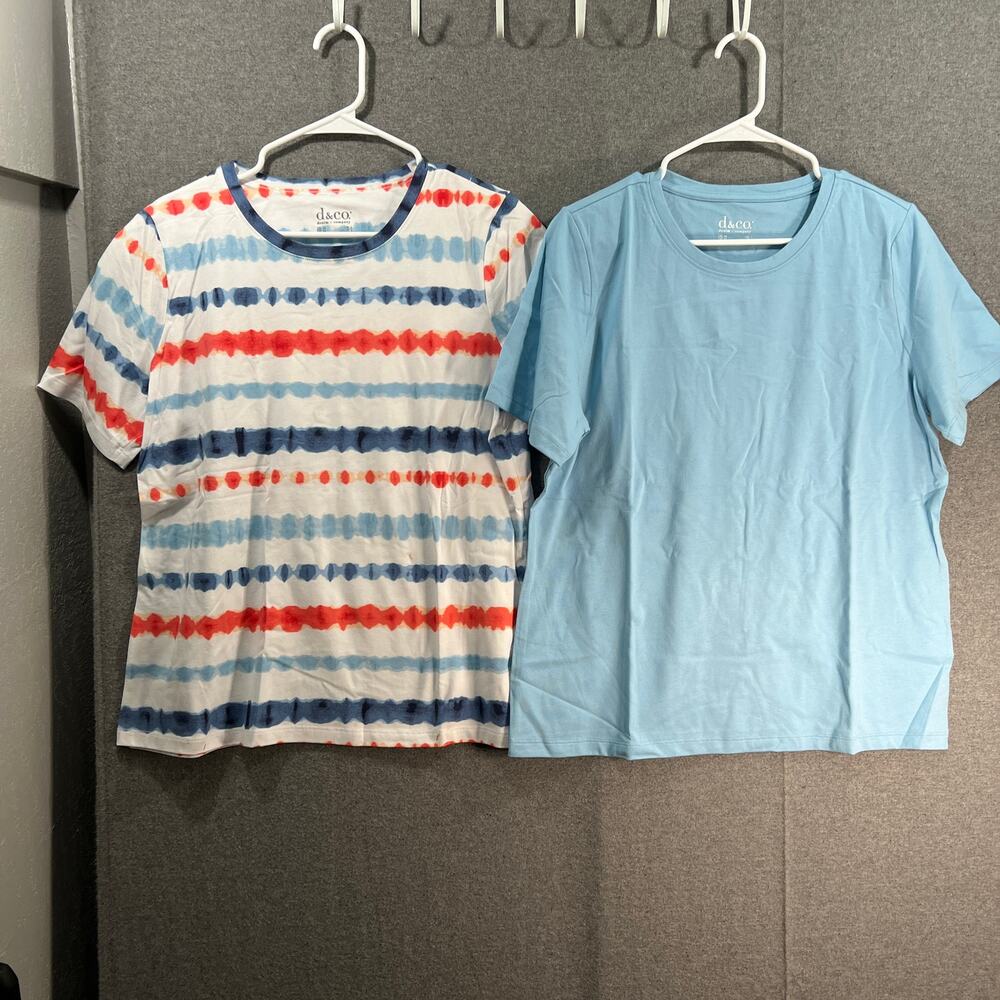 Denim & Co. Pack of 2 Perfect Jersey Americana Tops Ameri Stripe, Medium
